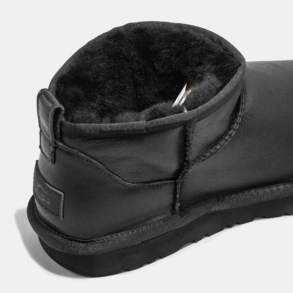 Угги UGG Ultra Mini Black Leather 07308-Чорний-36 фото