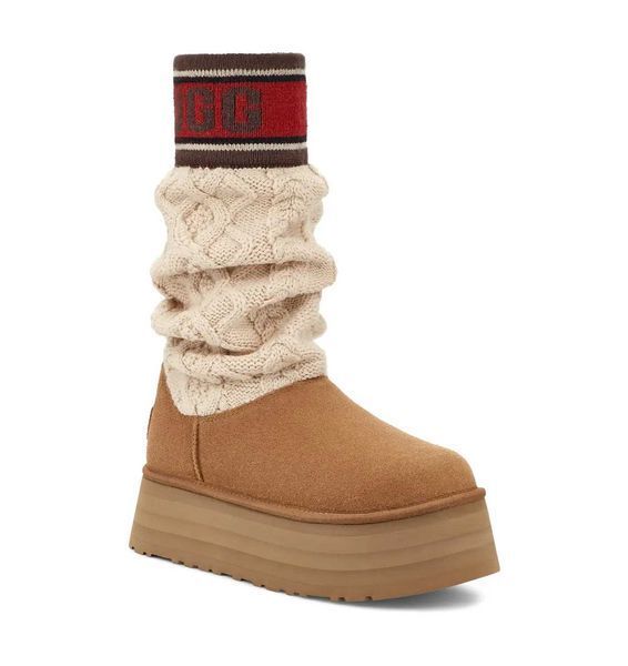 Угги UGG Sweater Letter Boots Chestnut 18157-Каштановий-36 фото