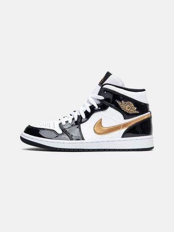 Кросівки Jordan Retro 1 Black Gold Patent 07814-Золотий-37 фото