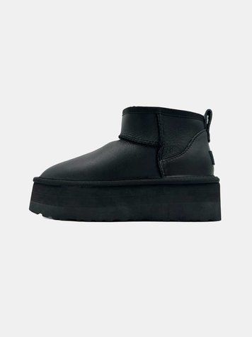 Угги на платформі UGG Ultra Mini Black Platform Leather 10037-Чорний-38 фото