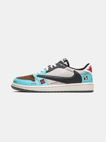 Кросівки Jordan 1 Low Jackboys Cactus Jack 13275-Блакитний-44 фото