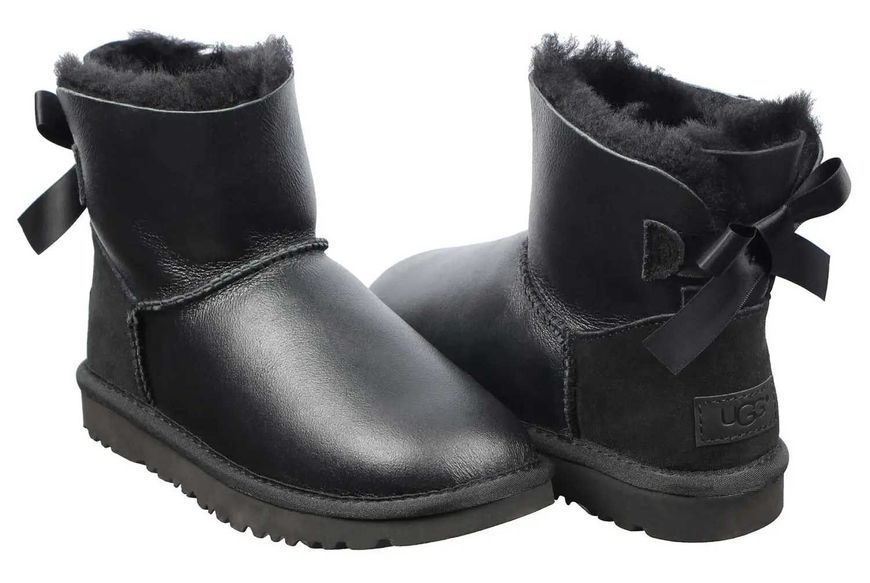 Угги UGG Bailey Bow Mini Leather 04070-Чорний-36 фото